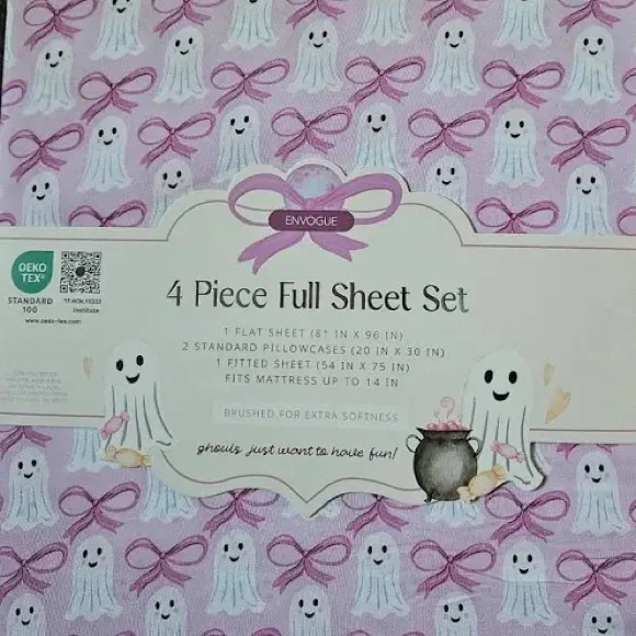 New Envogue Pink Ghost and Bows Full Sheet Set ghost 👻 - Picture 9 of 13